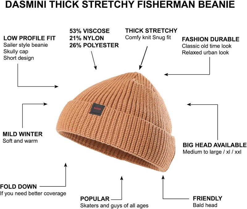 DASMINI Fisherman Beanie Hats for Men Women,Knit Trawler Skull Cap,Watch Cap,Spring Fall Winter Warm Short Hats - Image 4